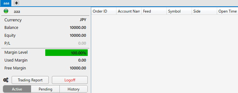 think trader検証用アカウント